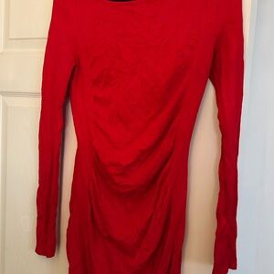 Vibrant Red Long Sleeve Dress